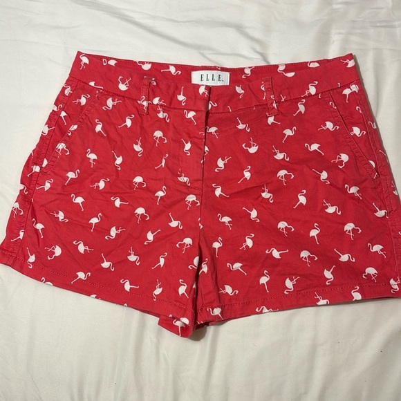 Elle Hot Pink Flamingo Print Chino Shorts size 2